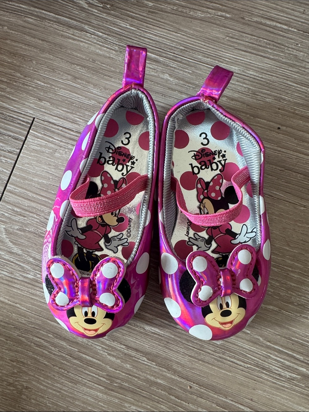 Disney Baby Minnie Mouse Hot Pink Polka Dot Mary Janes